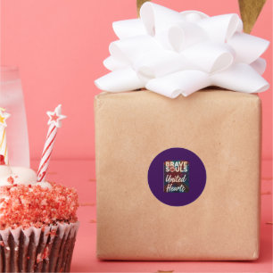 Pegatina Redonda Corazones Unidos de las almas valientes