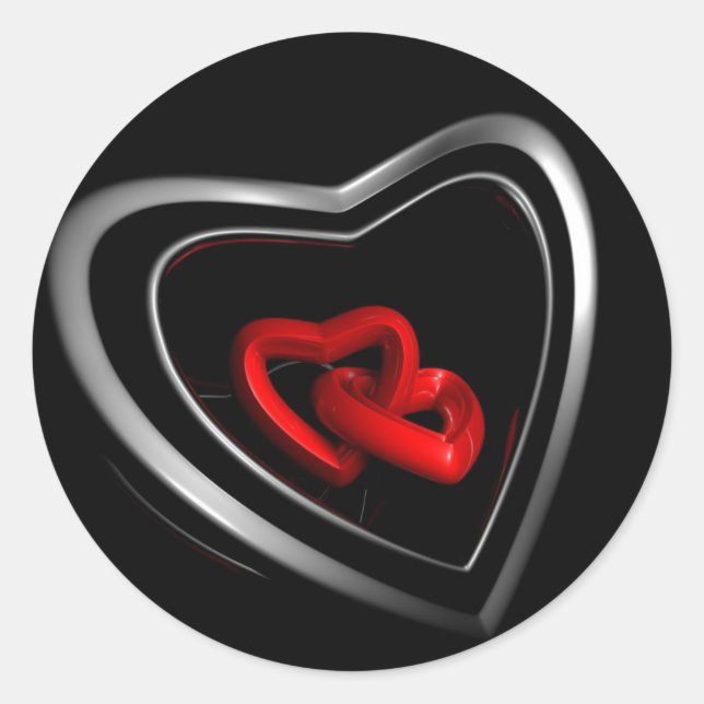 Pegatina Redonda Corazones vinculados (Anverso)