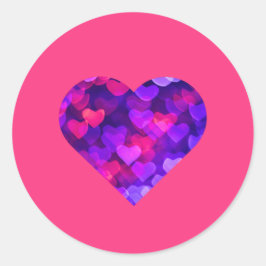 Pegatina Redonda Corazones vivos multicolores