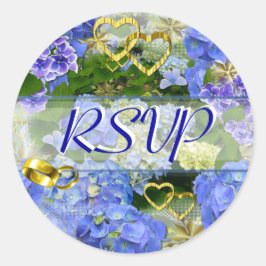 Pegatina Redonda CORAZONES Y HIDRANGEAS ~ Selladores/Pegatinas de s