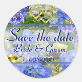 Pegatina Redonda CORAZONES Y HIDRANGEAS ~ Selladores/Pegatinas de s