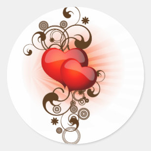 Pegatina Redonda Corazones y remolinos