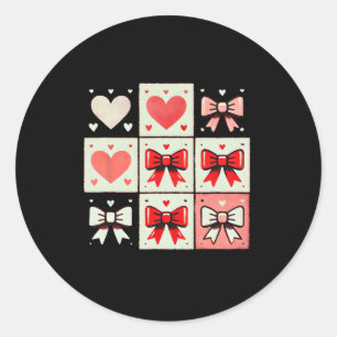 Pegatina Redonda Corazones Y Sos Tic-tac-pies - Valentine Gi Jugati