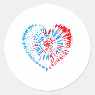 Pegatina Redonda Corbata de corazón teñida de Estados Unidos para n