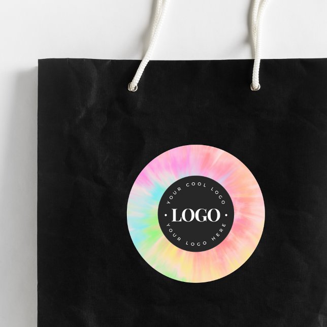 Pegatina Redonda Corbata Teñida de Colores y Logotipo Personalizado (Subido por el creador)