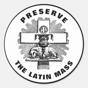 Pegatina Redonda Cordero al Altar Preserva la Masa Latina Católica