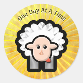 Pegatina Redonda Cordero de 12 pasos al sol - Personalizado