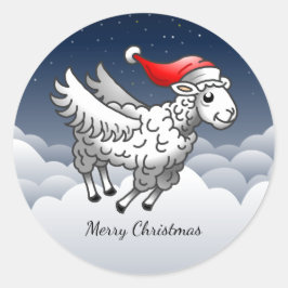 Pegatina Redonda Cordero de Navidad Maravilloso