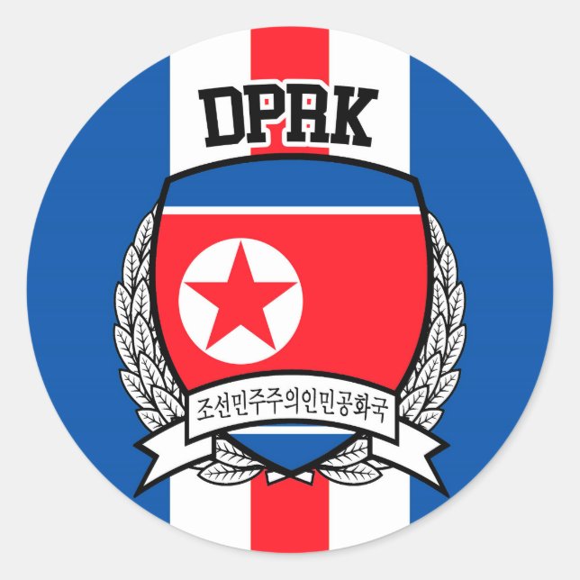 Pegatina Redonda Corea del Norte (Anverso)