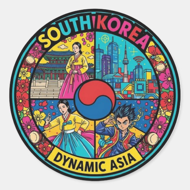 PEGATINA REDONDA COREA DEL SUR (Anverso)