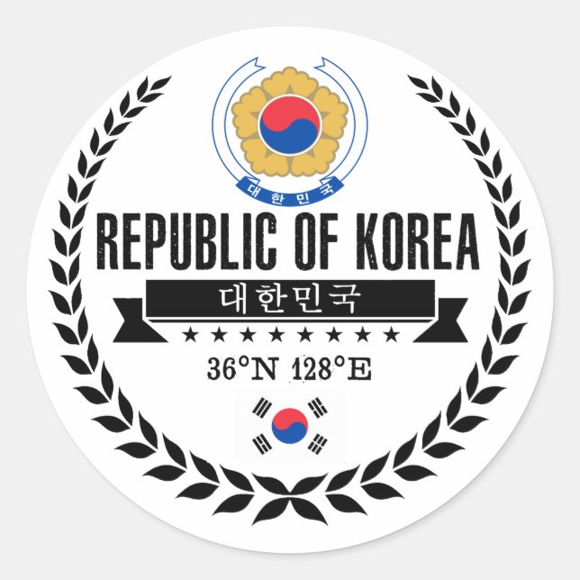 Pegatina Redonda Corea del Sur (Anverso)