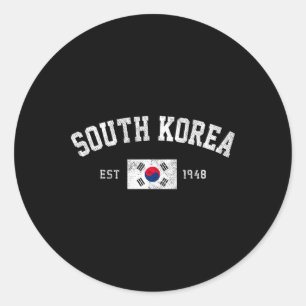 Pegatina Redonda Corea del Sur Est. 1948 Bandera de Corea del Sur I