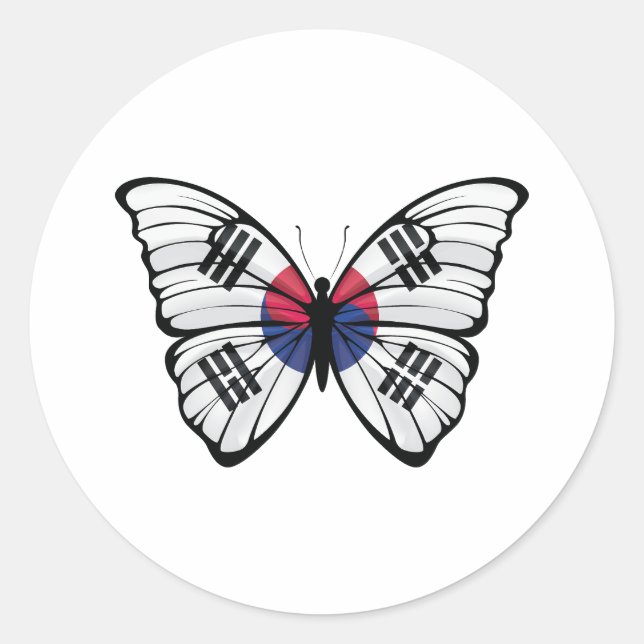 Pegatina Redonda Corea del Sur Hypolimnas Butterfly (Anverso)