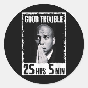 Pegatina Redonda Corey Booker 25 Hrs Y 5 M