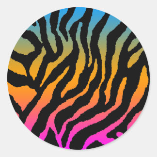 PEGATINA REDONDA COREY TIGER AÑOS 80 RETRO RAYAS DE TIGRE MULTICOLO