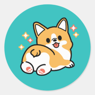 Pegatina Redonda Corgi Butt y Nap Vibes - Perro durmiente suave