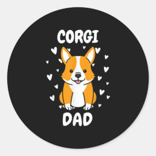 Pegatina Redonda Corgi Dad Papa Daddy Pa padre por el día del padre