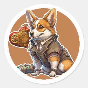 Pegatina Redonda Corgi Dog