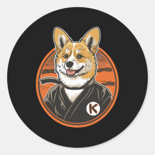 Pegatina Redonda Corgi En Jiu Jitsu Gi Bjj Life Karate Taekwondo Co