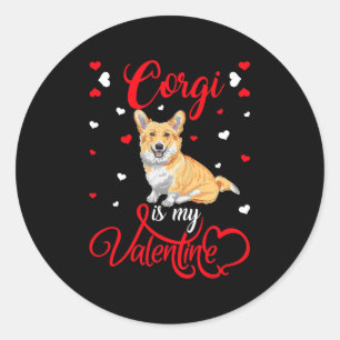 Pegatina Redonda Corgi Es Mi El día de San Valentín De Corgi Honest