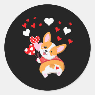 Pegatina Redonda Corgi Heart, Adivinen Lo Que Corgi Butt