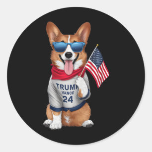 Pegatina Redonda Corgi Incluso Mi Perro Quiere Trump Vance Hombres 