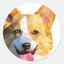 Pegatina Redonda Corgi Low Poly Art