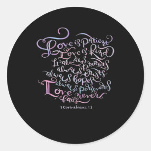 Pegatina Redonda Corintios El Amor Es Paciente El Amor Es Amable Cl