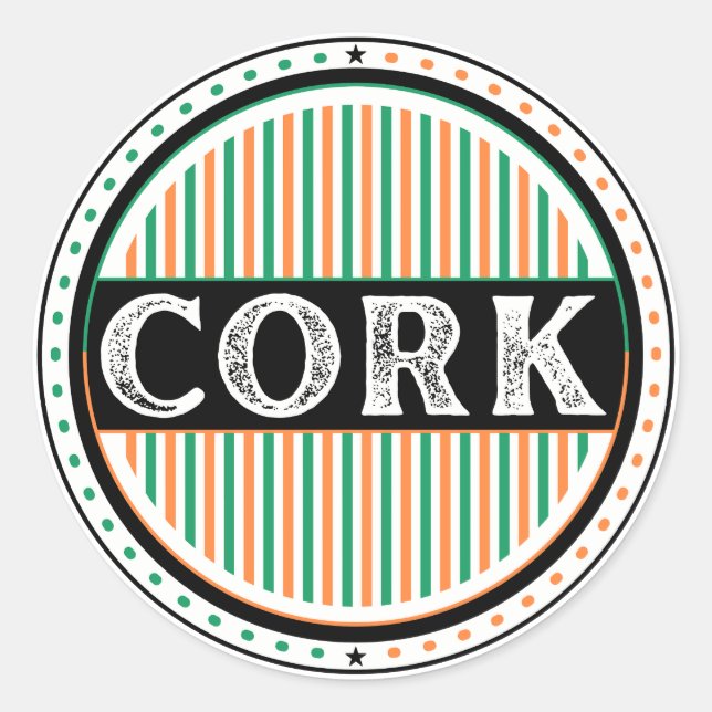 Pegatina Redonda Cork City Pride Emblem – Irish Identity (Anverso)