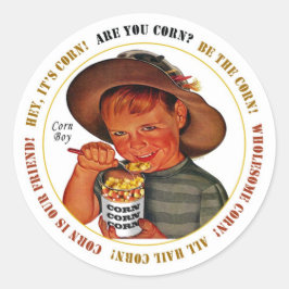 Pegatina Redonda CORN BOY por Jeff Willis Art