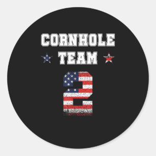 Pegatina Redonda Corn Hole Team Player Cornhole