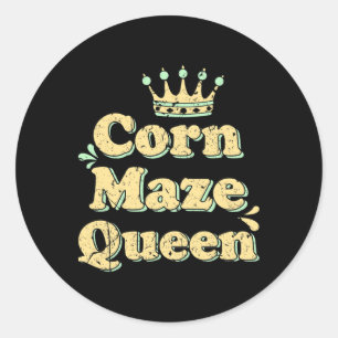 Pegatina Redonda Corn Maze Queen otoño otoño halloween otoño Acti