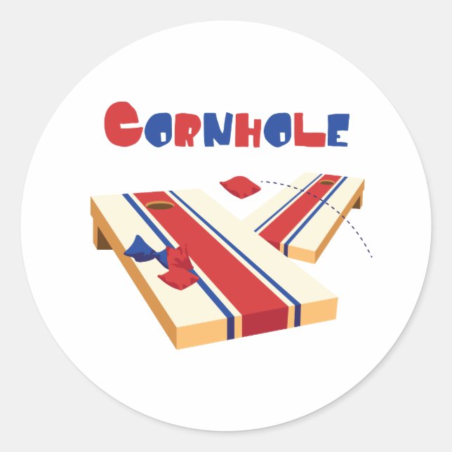 Pegatina Redonda Cornhole (Anverso)