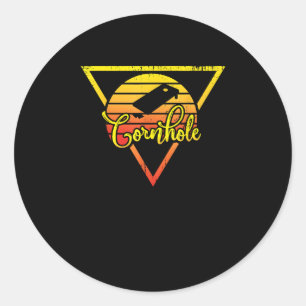 Pegatina Redonda Cornhole Corn Hole Vintage Retro