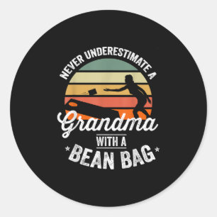 Pegatina Redonda Cornhole Funny Bean Bag Grandma 4 de julio