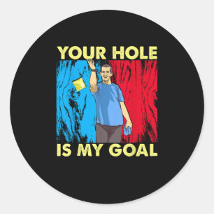 Pegatina Redonda Cornhole Graciosos regalos tu agujero es mi objeti