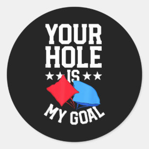 Pegatina Redonda Cornhole para juego de hombres divertido bbq hole