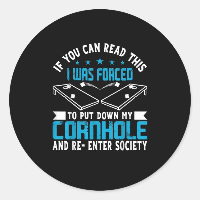 Pegatina Redonda Cornhole Player Team Bean Bag Funny Cornhole (Anverso)