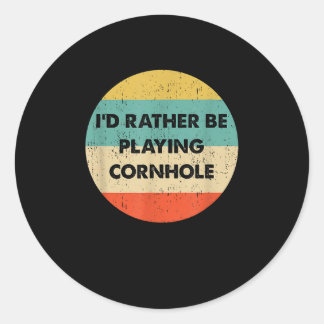 Pegatina Redonda Cornhole Preferiría Jugar Cornhole