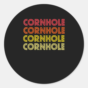 Pegatina Redonda Cornhole retro
