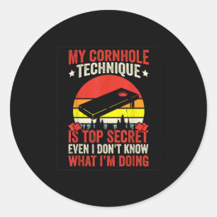 Pegatina Redonda Cornhole Toss Game Funny Cornhole Player