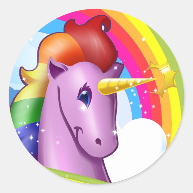 Pegatina Redonda Cornify unicorn pegatinas (Anverso)