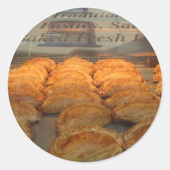 Pegatina Redonda Cornish Pasties (Anverso)