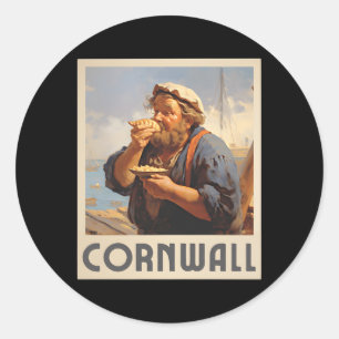 Pegatina Redonda Cornwall Cornish Comer Pasty Cornwall