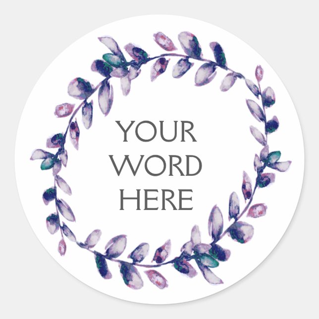 Pegatina Redonda Corona botánica - Luna - (Anverso)