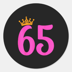 Pegatina Redonda Corona de cumpleaños 65 Cumpleaños 65 años 