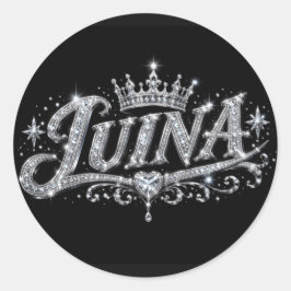 Pegatina Redonda Corona de diamantes de lujo LUINA regalo de nombre