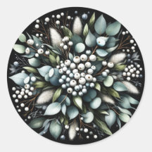 Corona de eucalipto y frutos de nieve acuarela