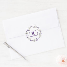 Pegatina Redonda Corona de lavanda para 20º aniversario