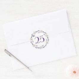 Pegatina Redonda Corona de lavanda para 25º aniversario